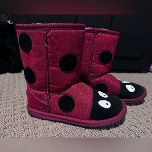 Emu Kids Red and Black Ladybug Boots
